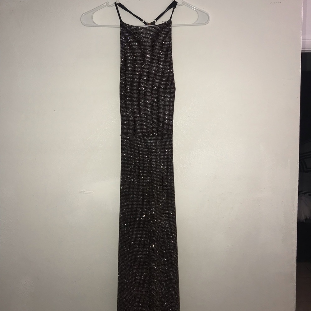 gold and black jumpsuit